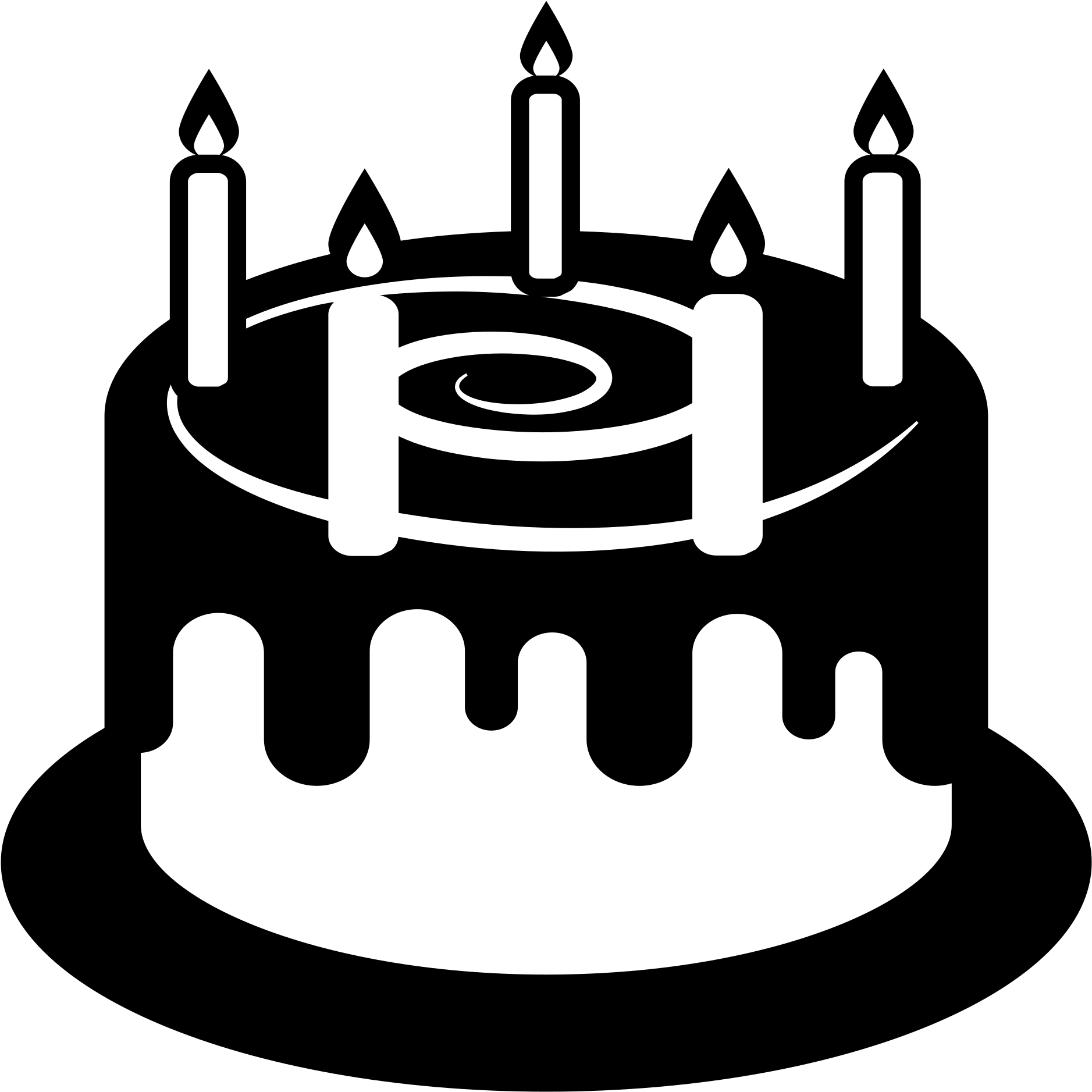 Open - Birthday Cake Emoji Black (2000x2000), Png Download