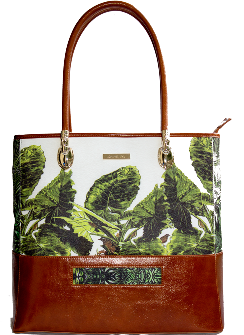 Green Jungle Tote Leather Bag Tan Leather - Tote Bag (600x800), Png Download