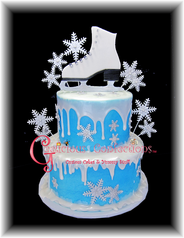 Ice Skate Cake - Ice Skating Rink Birthday Cake (593x768), Png Download