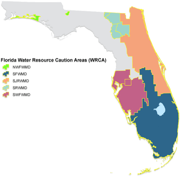Map Showing Water Resource Caution Ares Within The - University Of Miami On Map (642x600), Png Download