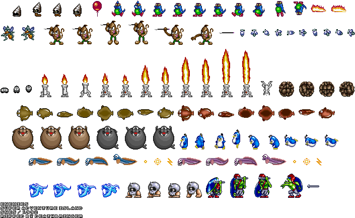 Enemies - Super Adventure Island Enemies (714x442), Png Download