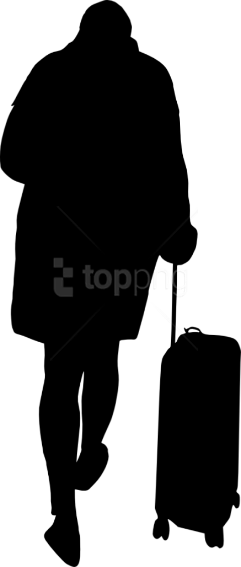 People With Luggage Silhouette - Portable Network Graphics (400x941), Png Download