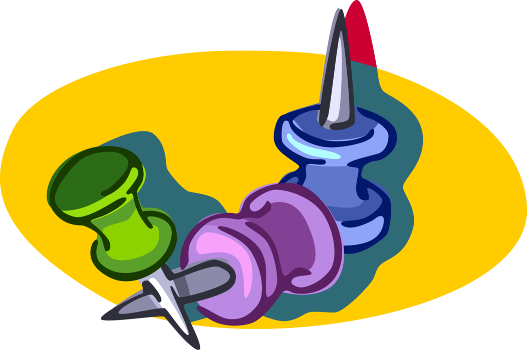 Vector Illustration Of Push Pin Or Thumb Tack Fastens - Royalty-free (1052x700), Png Download