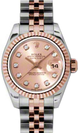 Rolex Lady Datejust Pchdj Pink Diamond Fluted - Rolex Meteorite Dial Rose Gold Datejust (800x800), Png Download