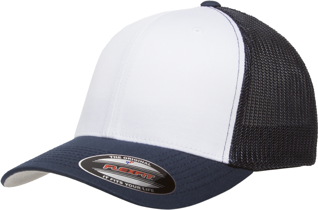 Flexfit Trucker Mesh With White Front Panels (1100x770), Png Download