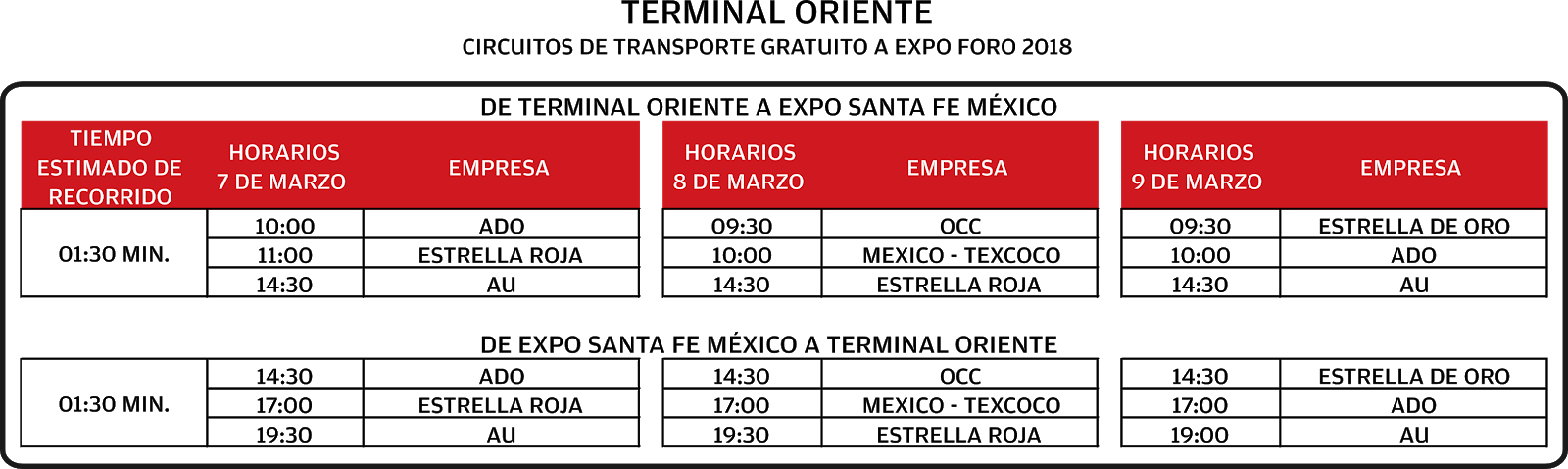 La Canapat Ha Publicado Los Horarios De Los Circuitos - Terminal De Autobuses De Poniente (1600x478), Png Download