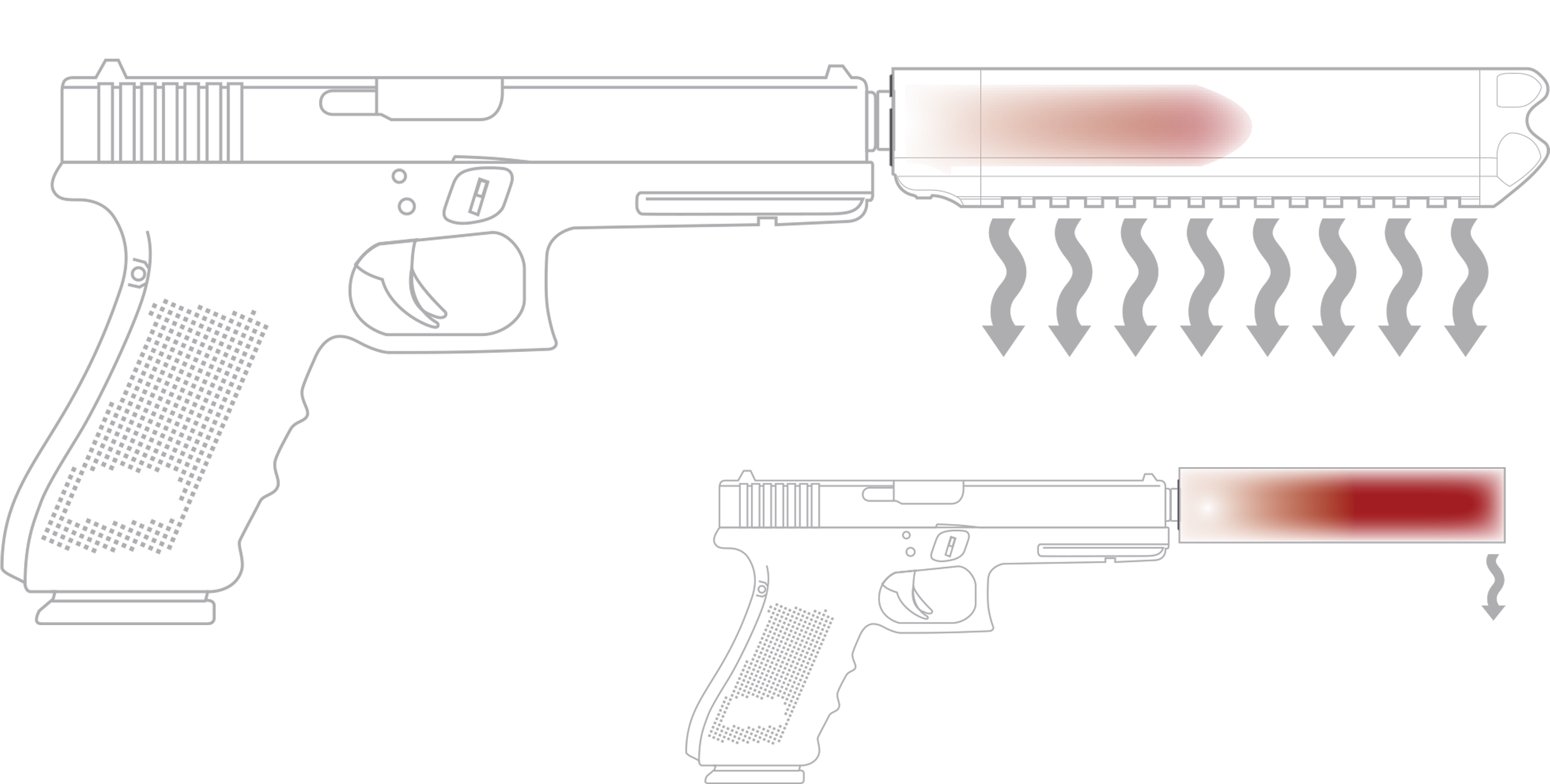 The Suppressors Rail Acts As A Massive Heat Sink Enabling - Firearm (4292x1833), Png Download