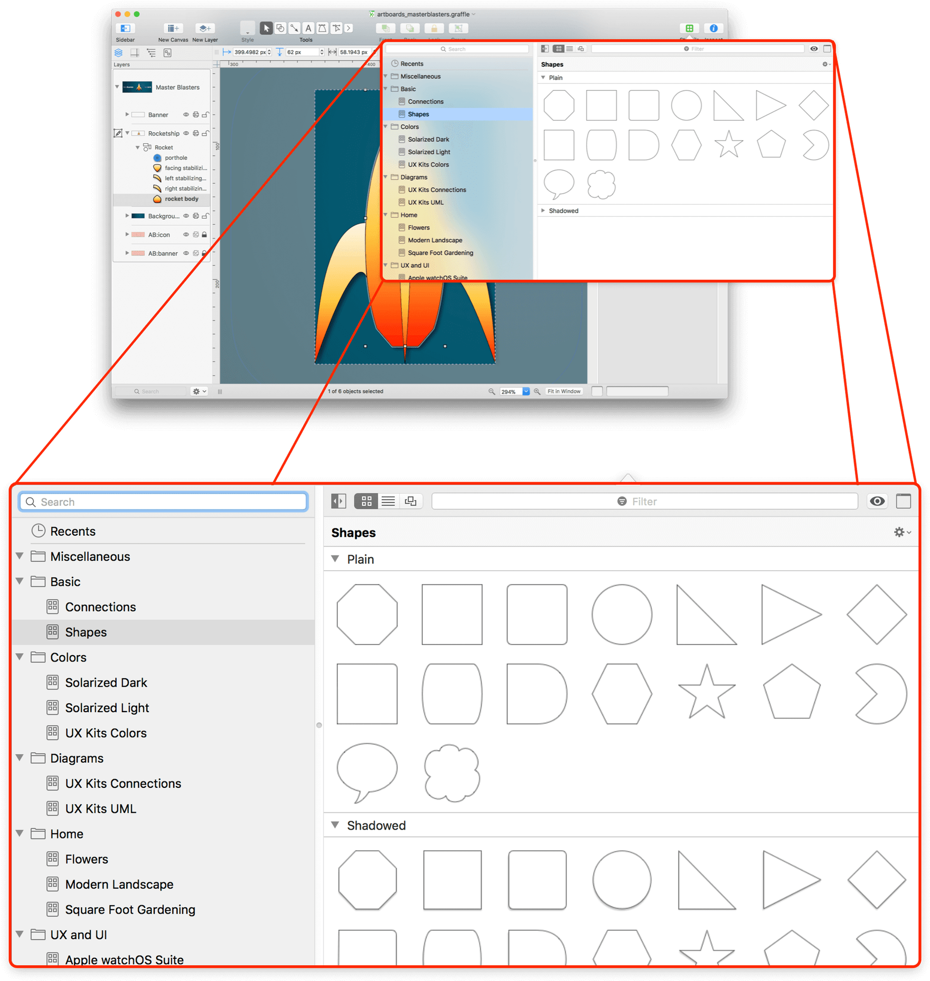 Download An Exploding View Of Omnigraffle, Showing The Stencil