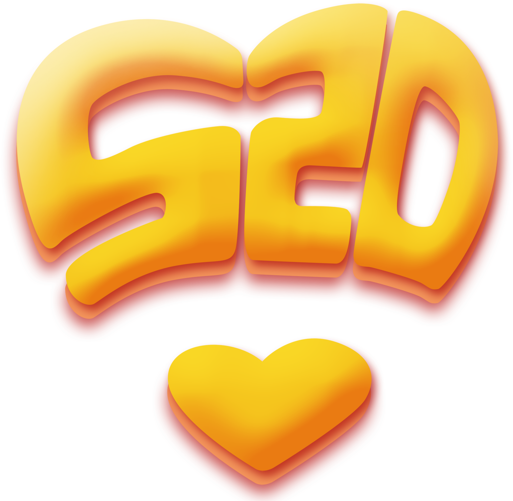 Yellow Heart Shaped 520 Word Art - Portable Network Graphics (2009x1750), Png Download