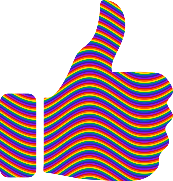 Thumb Signal World Rainbow Computer Icons - Rainbow Thumbs Up (716x750), Png Download