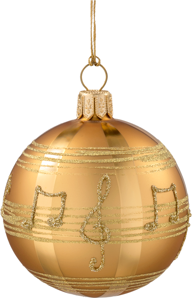 Christmas Bauble, Gold-coloured With Musical Notes, (1000x1000), Png Download