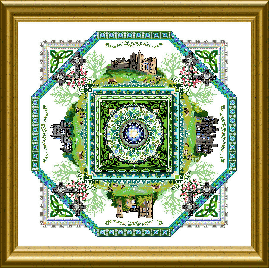 This Mandala Celebrates The Irish Heritage, Landscape - Chatelaine The Irish Mandala Cross Stitch Chart (905x902), Png Download