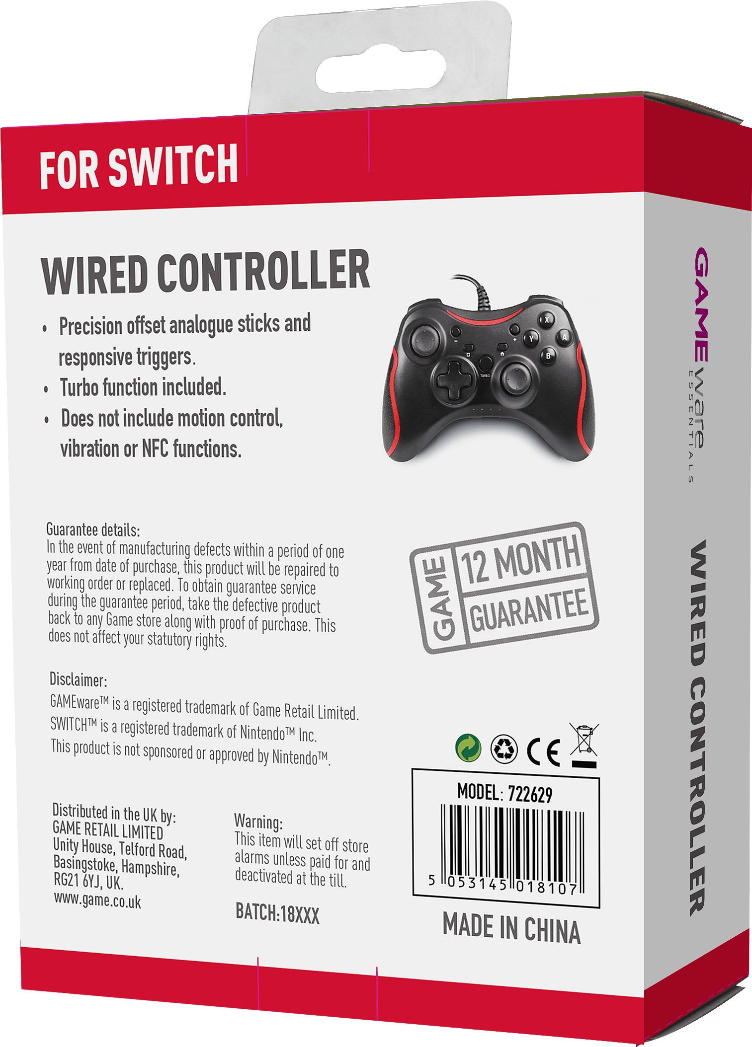 Gameware Nintendo Switch® Wired Controller - Nintendo Switch (1788x2436), Png Download