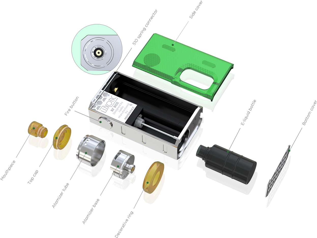 The Tobhino Bf Rda, A High End Bottom Fed Rebuildable - Kit Wismec Luxotic Bf (1564x1076), Png Download