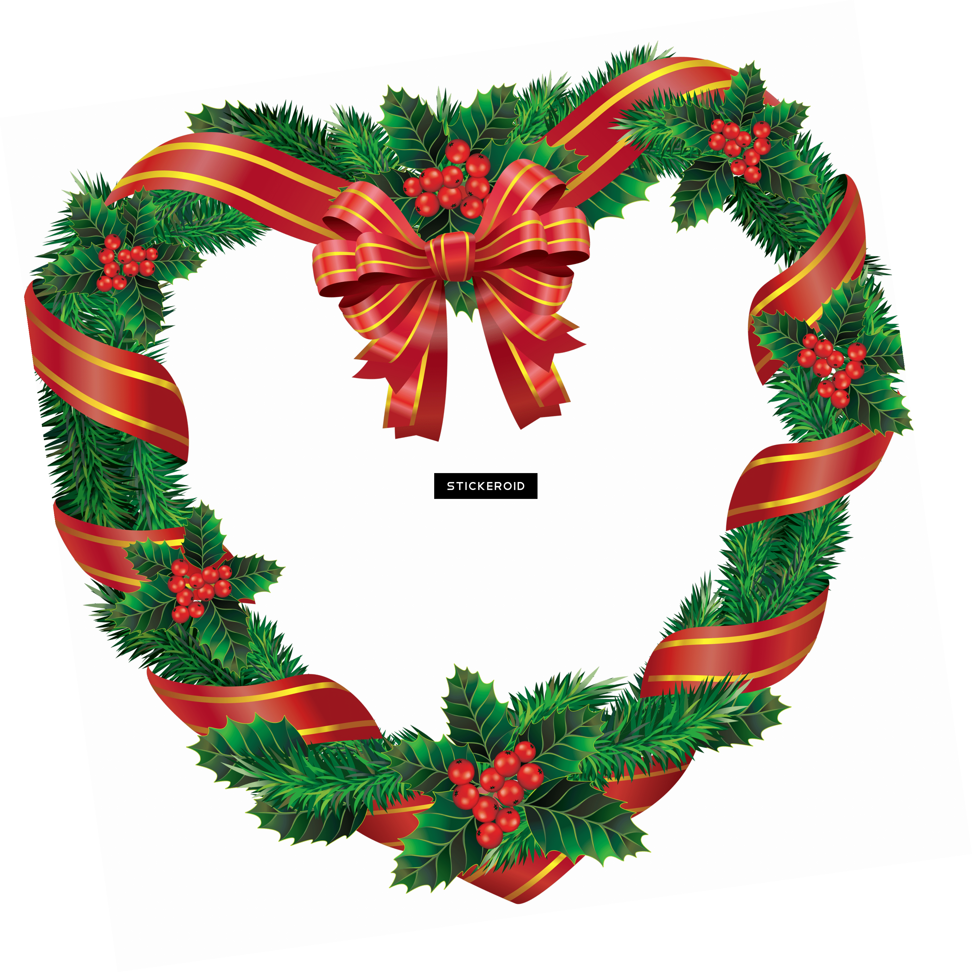 Heart Christmas Wreath (3387x3388), Png Download