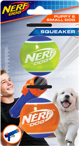 Brand New Nerf Puppy Assorted Balls 2 Pack - Nerf Nylon Flyer Dog Toy - Black, Blue/black (583x583), Png Download