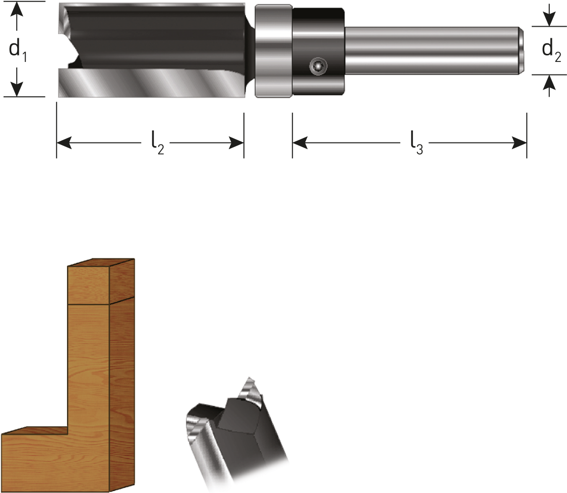 Tct Straight Cutter, Guide Bearing, Gold-line - Ent Hm Groeffrees Met Kogellager Op Kolf (1560x1300), Png Download