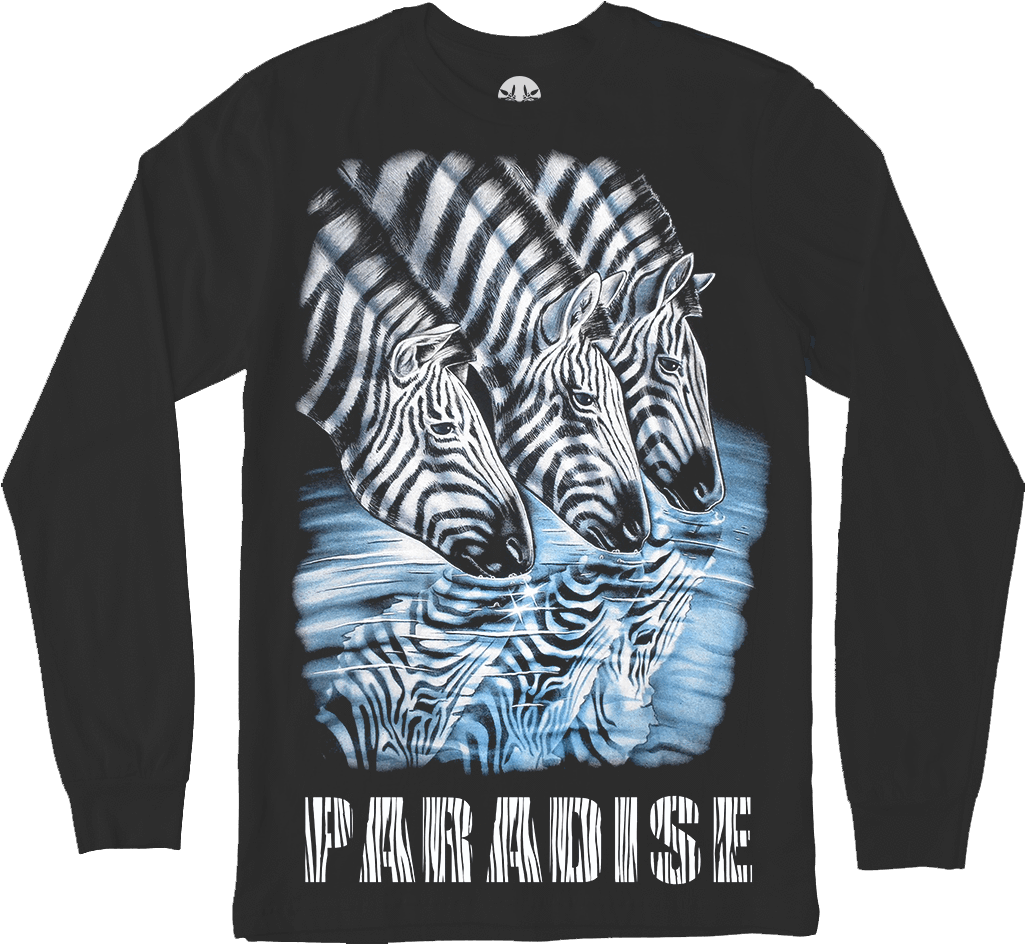 Zebra Front Black 2 - T-shirt (1024x1025), Png Download