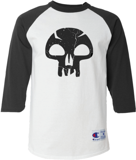 Mana Baseball Tee Black - Wizards Of The Coast Magic The Gathering: Swamp - Portal (555x555), Png Download