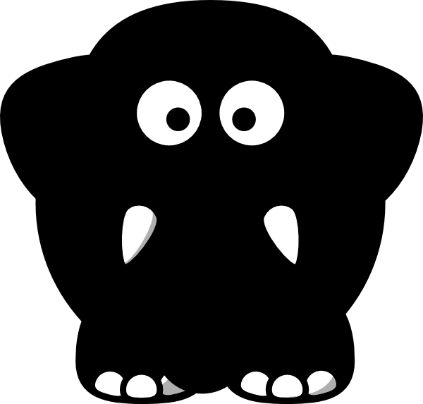 How To Set Use Black Elephant Cartoon Svg Vector (600x573), Png Download