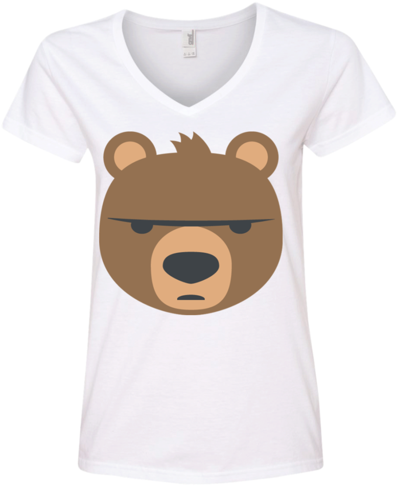 Big Bear Emoji Ladies' V Neck T Shirt - Emoji Notebooks: Angry Bear Emoji Back To School Notebooks (960x960), Png Download