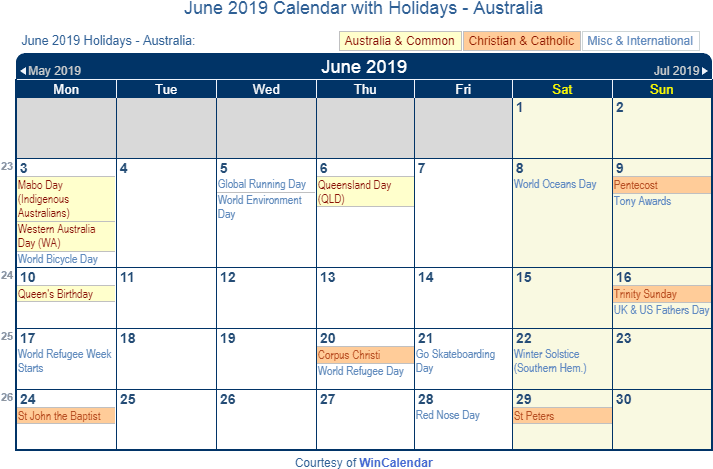 June 2019 Calendar With Australian Holidays To Print - 2019 January Calendar With Holidays (720x481), Png Download