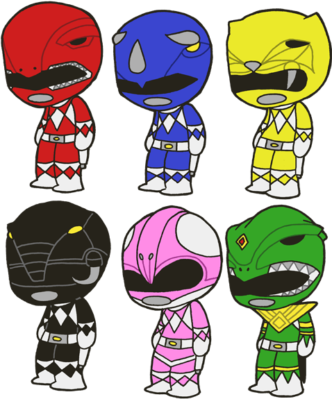 Download This Pack Includes Red Ranger, Blue Ranger, Yellow - Power Ranger  Mighty Morphin Drawing PNG Image with No Background 