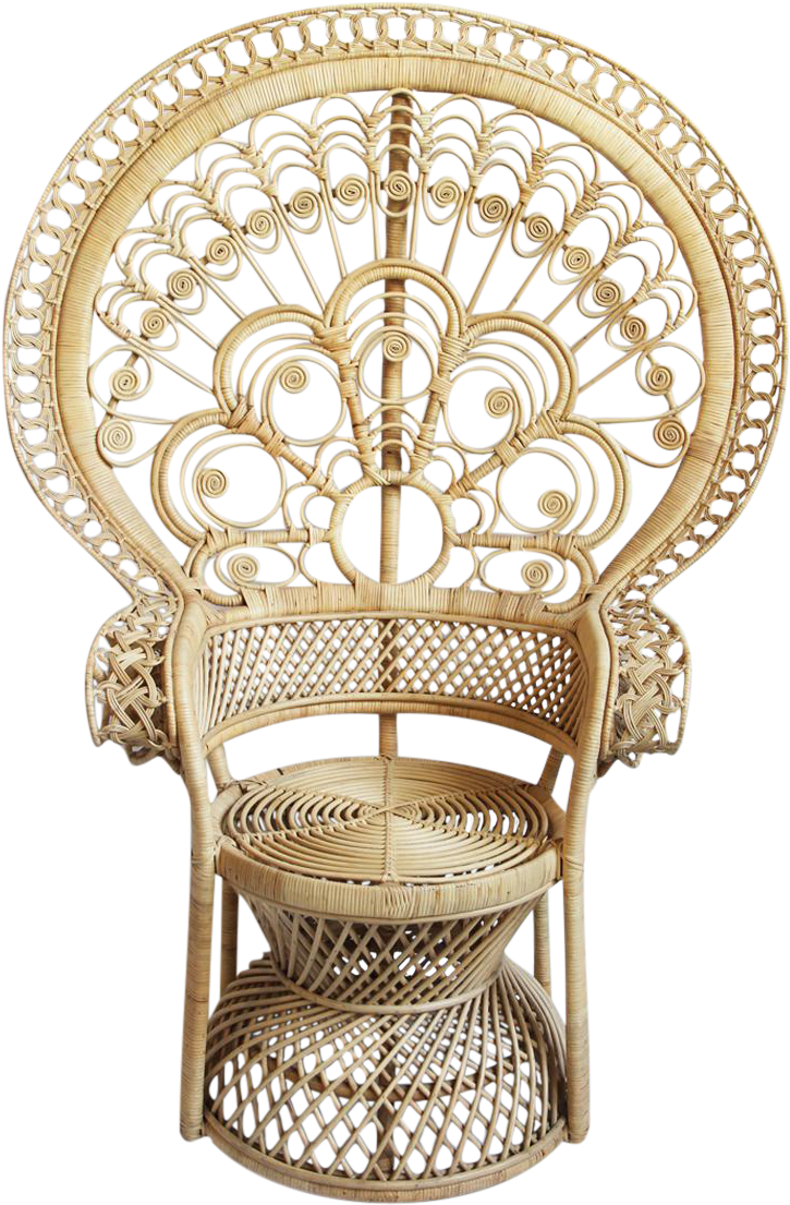 Raw Rattan Peacock Chair On Chairish - Chair (804x1227), Png Download