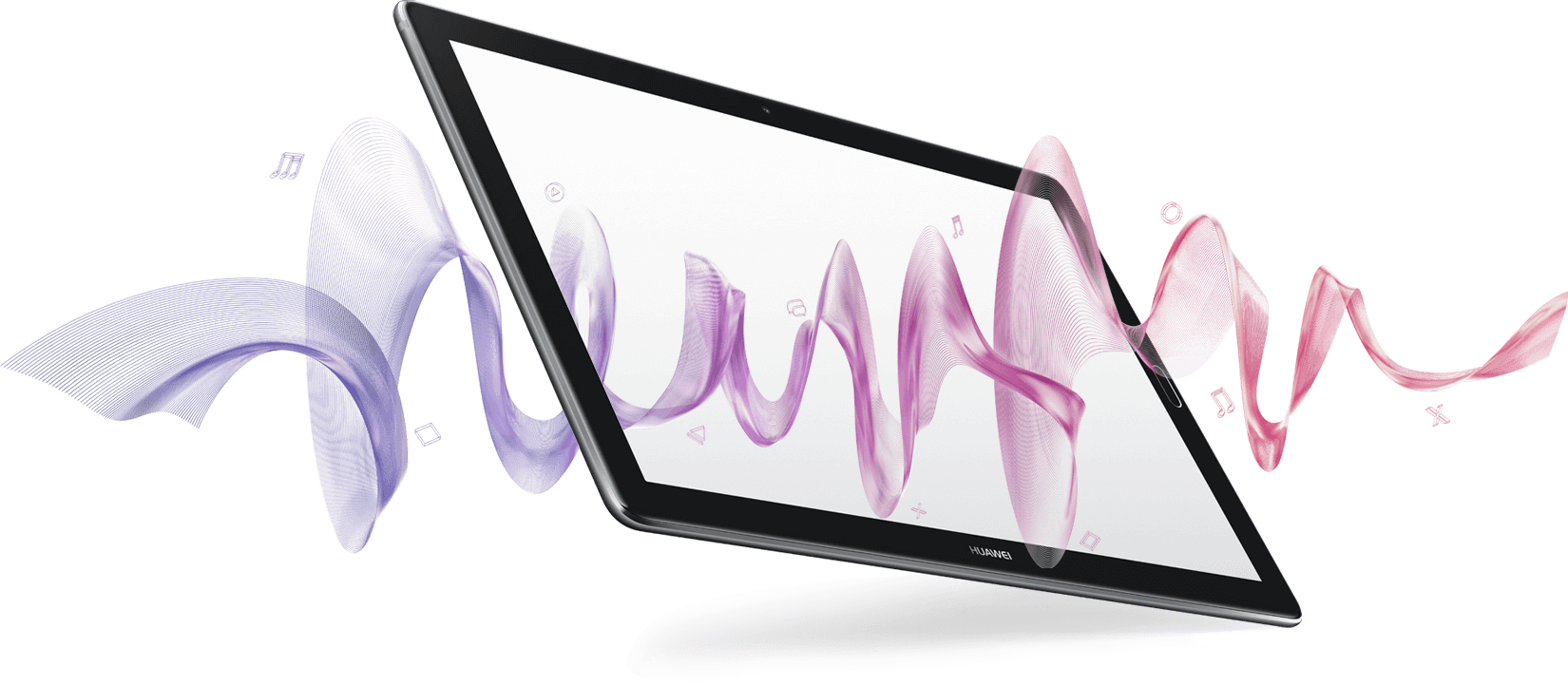 Huawei Mediapad M5 Showing Audio Waves (1650x722), Png Download