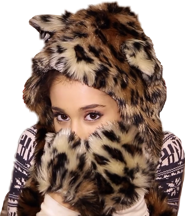 Arianagrande Santatellme Leopardo Cute Tumblr Beautiful - Ariana Grande Santa Tell Me (612x715), Png Download