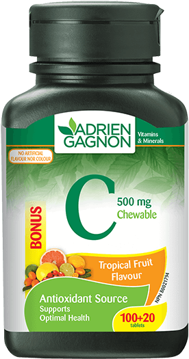 Vitamin C 500mg Chewable Tropical Fruits Flavor - Adrien Gagnon Digest 365 (600x600), Png Download