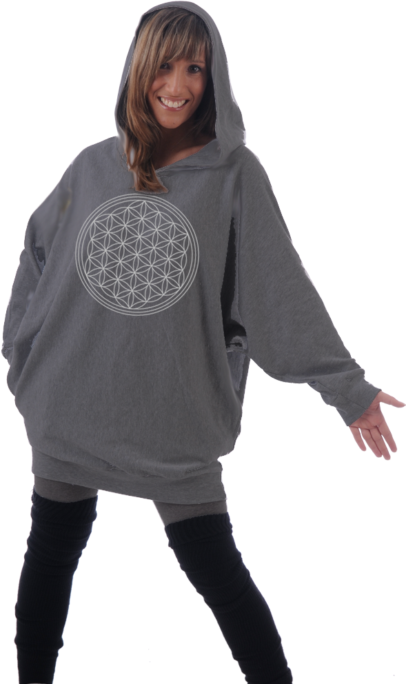 Hooded & Flower Of Life ♥ - Blume Des Lebens Stoff (658x1000), Png Download