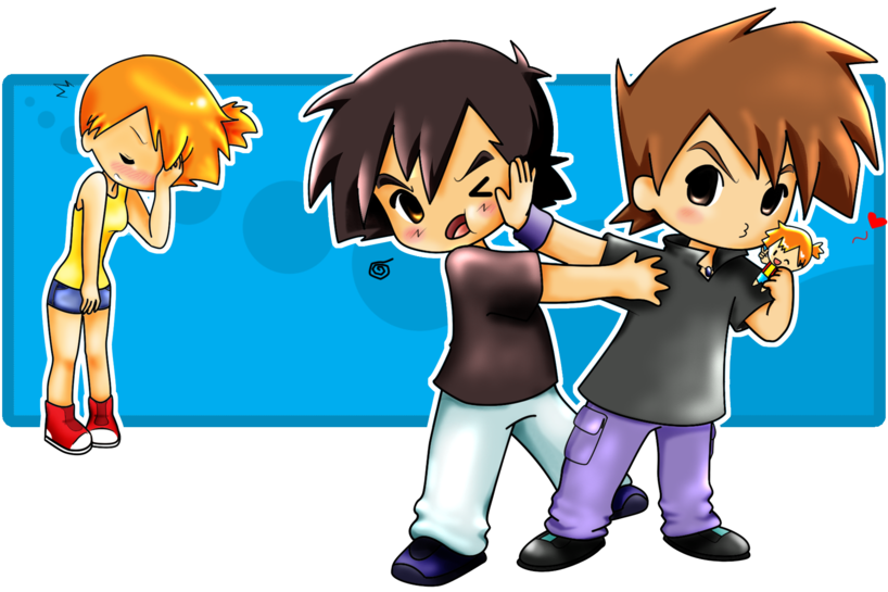 Misty From Pokemon, Ash And Misty, Pokemon Couples, - Pokemon Ash And Misty And Gary (900x627), Png Download