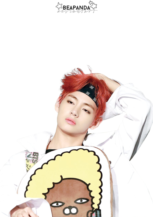 Taehyung Png And Bts Png Image - V Bts Red Hair (500x750), Png Download