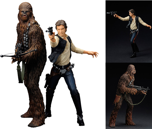 Han Solo & Chewbacca Artfx Statue 2-pack - Kotobukiya Star Wars Han Solo • Chewbacca Artfx+ Statue (600x600), Png Download