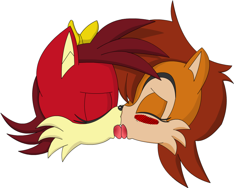 Kiss Tongue Png Image Transparent Stock - Sally Acorn And Fiona Fox Kiss (850x650), Png Download