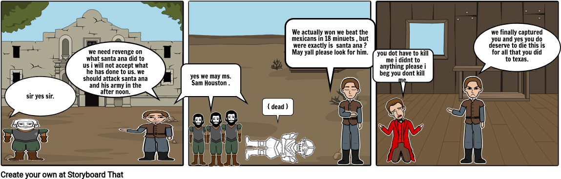 Santa Ana And Sam Houston Story - Cartoon (1165x386), Png Download