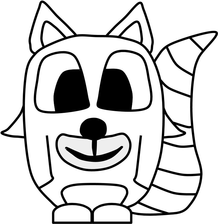 Raccoon, Big Eyes, Black And White, Cartoon Animal, - Cartoon (816x1056), Png Download
