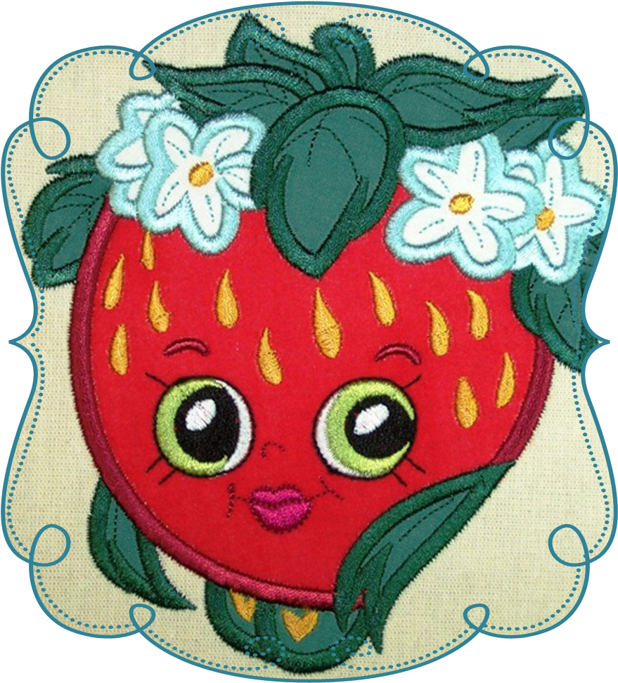 Shopkins Strawberry Applique Shopkins Strawberry Embroidery - Embroidery (1000x1000), Png Download