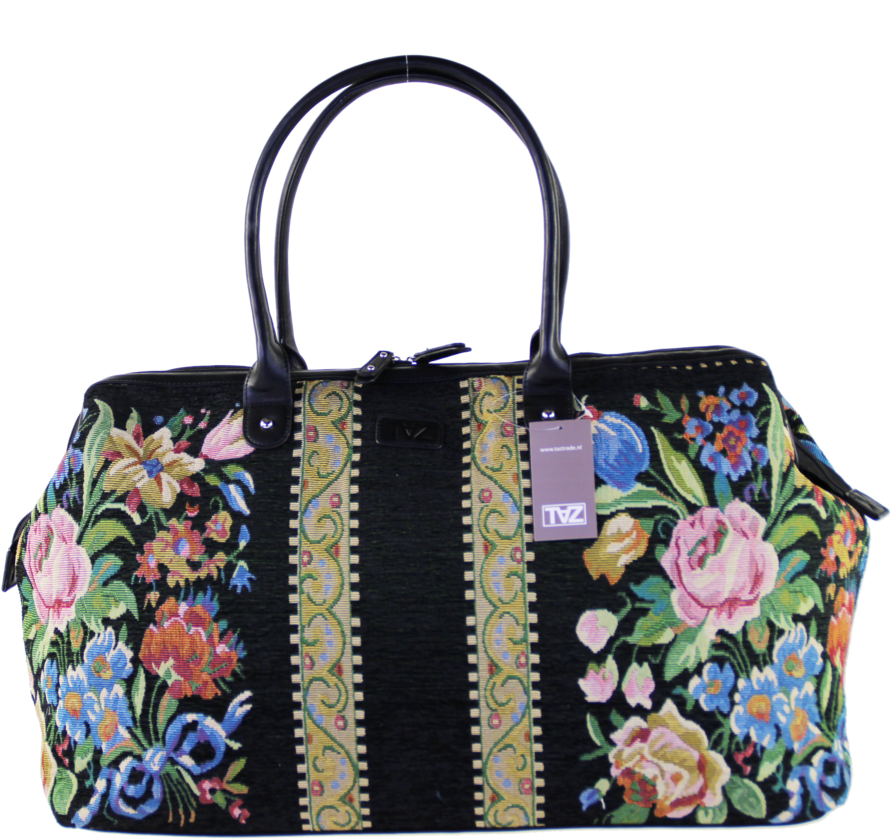 Taz Weekender Tapistry Flowers Vintage Look Black - Dooney And Bourke Disney Ears (999x909), Png Download