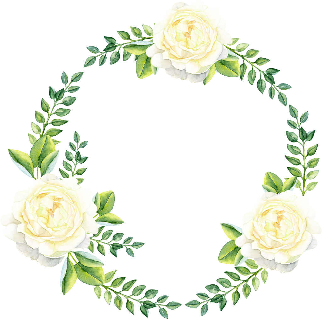 Fresh Yellow Flowers Hand Drawn Garland Decorative - Romantisches Grün-blätter - Empfangskarte Karte (1024x1016), Png Download