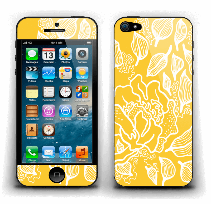 Yellow Flowers Skin Iphone - Body Glove Iphone 5/5s Icon Hybrid Case - Blue / Silver (800x775), Png Download