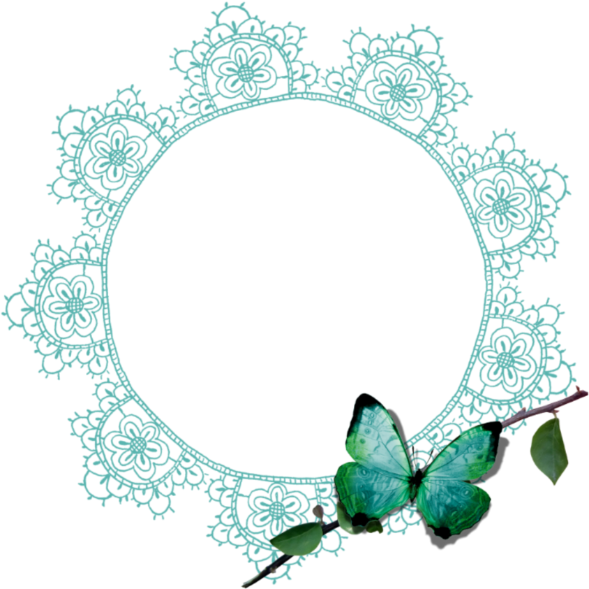 Mq Green Lace Butterfly Frame Frames Border Borders - Butterflies Frames Png (1024x1024), Png Download