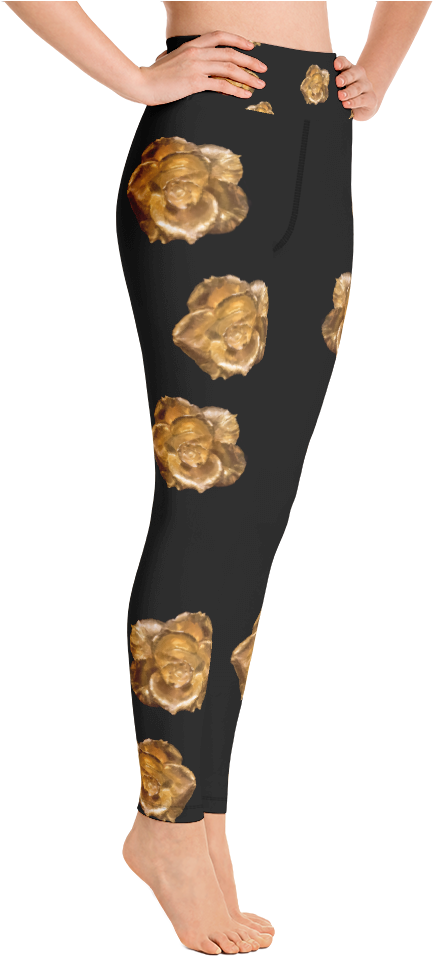 Black Rose Gold Dripping In Gold Yoga Leggings By Ventcri - Cool Rogue Yoga Pants (1000x1000), Png Download
