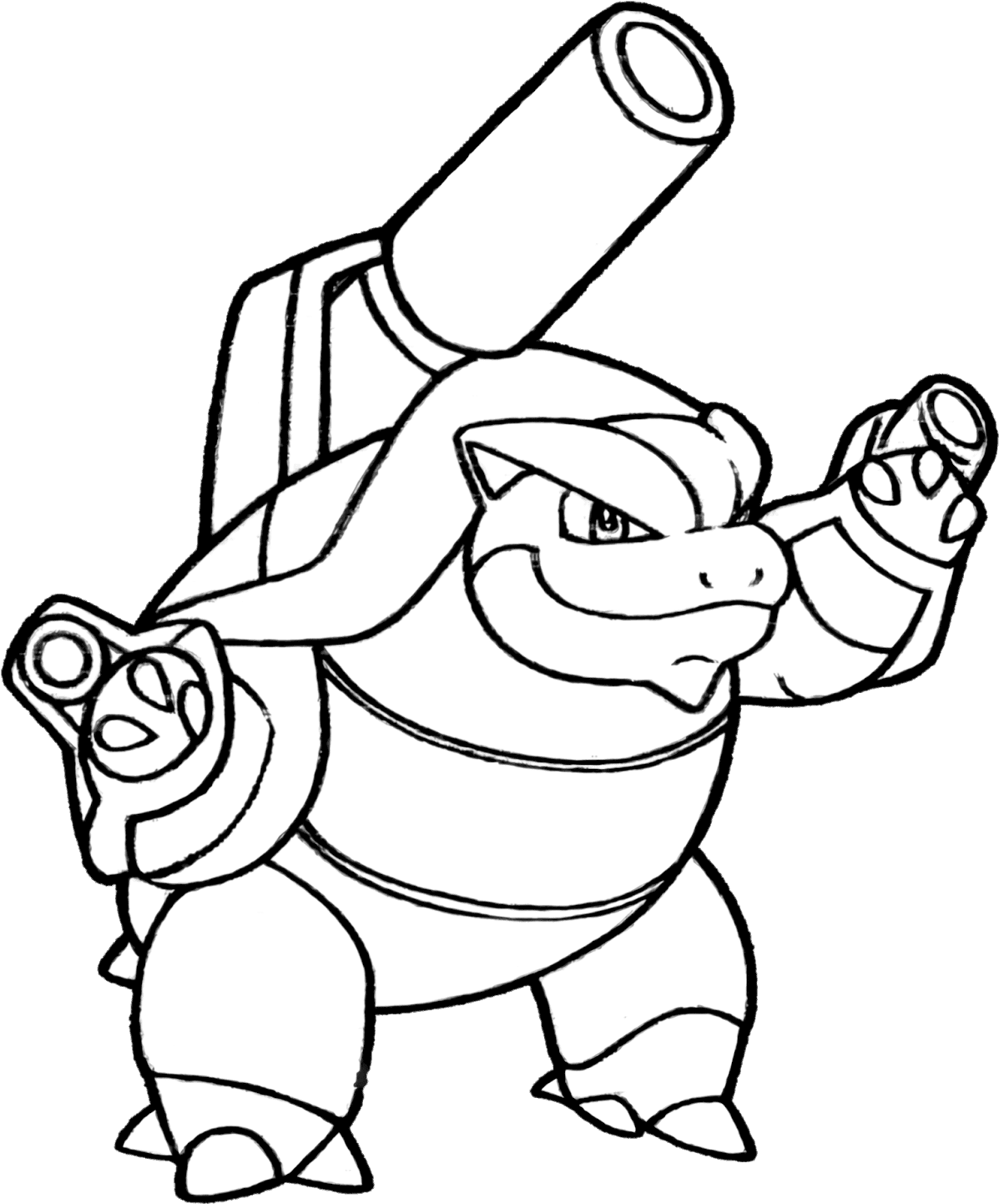 Mega Blastoise Coloring Pages - Pokemon Blastoise Para Colorear (1227x1600), Png Download