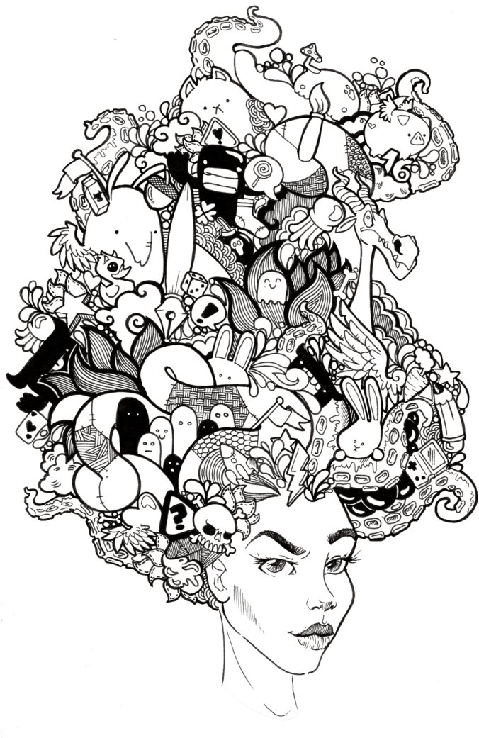 Do A Black And White Doodle (680x1047), Png Download