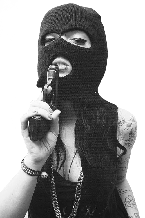 Michikogangbanger - Bad Girls With Guns (500x749), Png Download