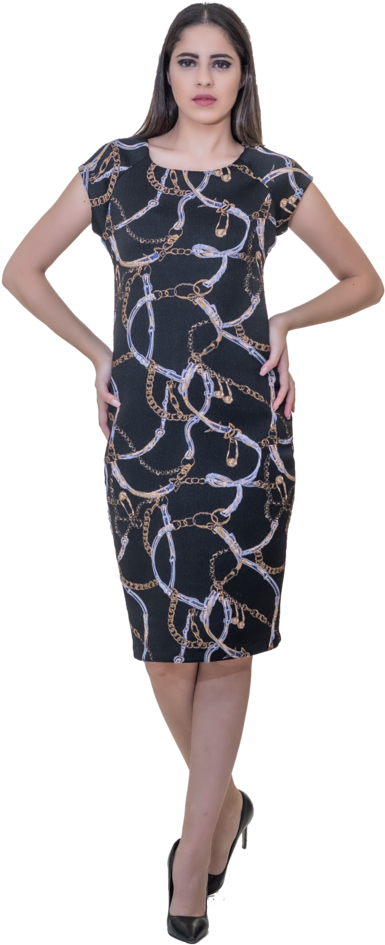Straight Line Sleeveless Dress - Dress (683x1024), Png Download