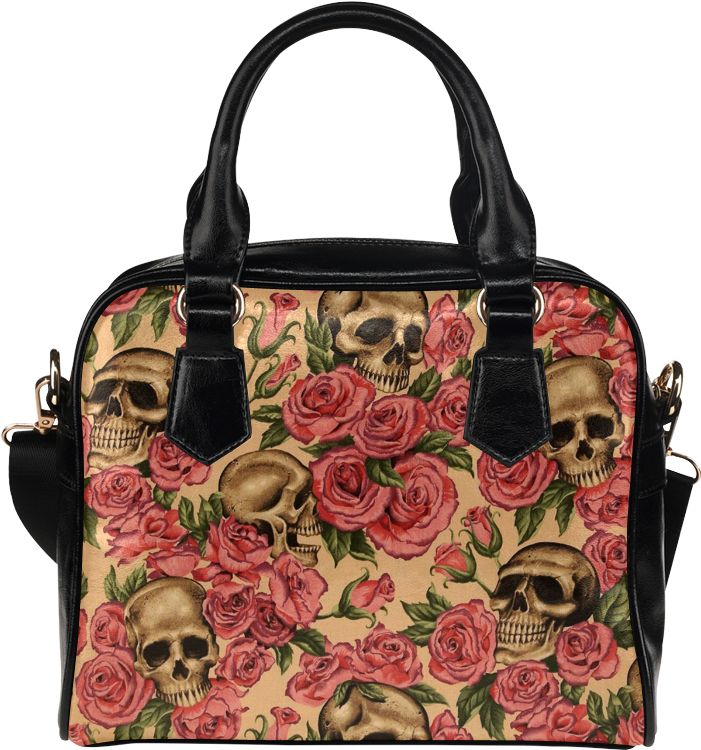 Sugar Skull Floral Flower Shoulder Handbag - Ingbags Fashion Large Tote Shoulder Bag Skull Red Rose (1000x1000), Png Download