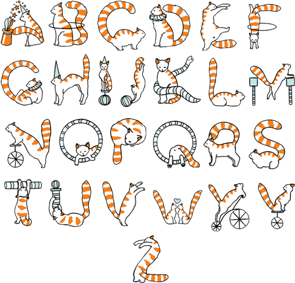 Cat Alphabet Png Banner Royalty Free - Cartoon (595x595), Png Download